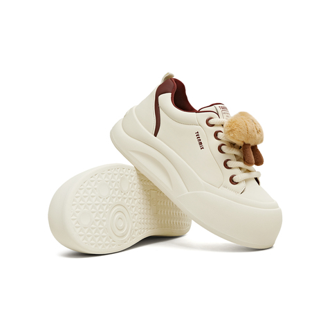 天美意2025冬新款商场同款可爱简约毛绒板鞋女休闲鞋BK472DM5