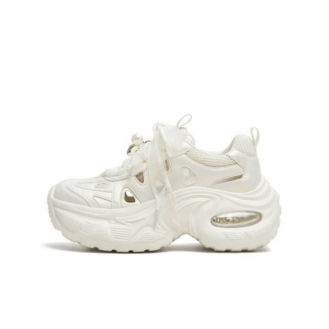 天美意2025秋新款时尚潮流百搭厚底镂空小个子女老爹鞋KD121CM5