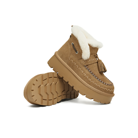 天美意2025冬新款厚底休闲百搭加绒雪地靴保暖女靴KXD71DZ5