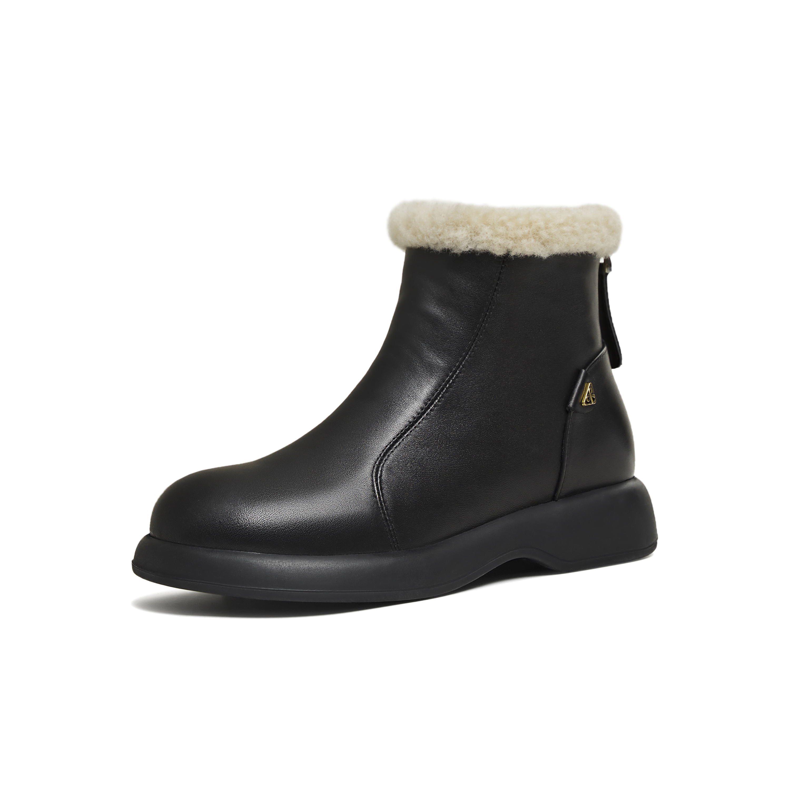 天美意2025冬新款百搭靴子短靴复古纯色保暖女时装靴KNZ20DD5