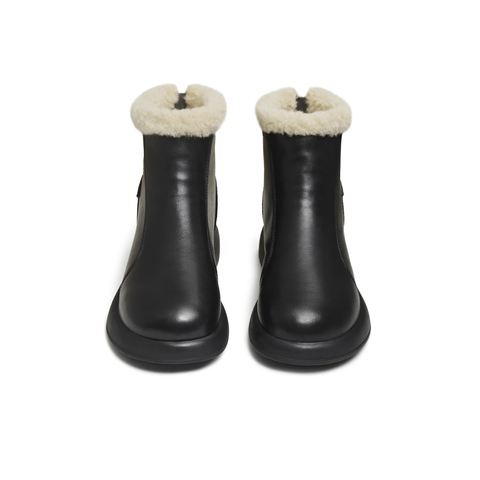 天美意2025冬新款百搭靴子短靴复古纯色保暖女时装靴KNZ20DD5