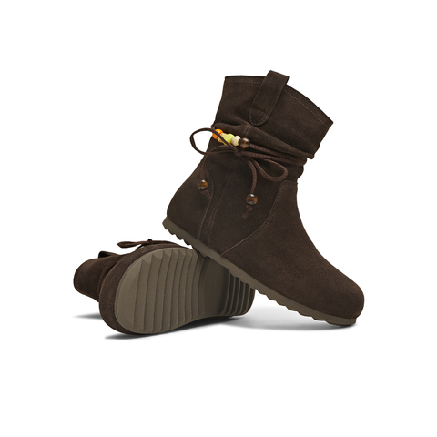 天美意2025冬新款内增高复古百搭户外堆堆靴女西部靴KXZ18DZ5