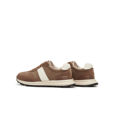 天美意2025秋新款休闲系带厚底拼色复古百搭男阿甘鞋AGX62CM5