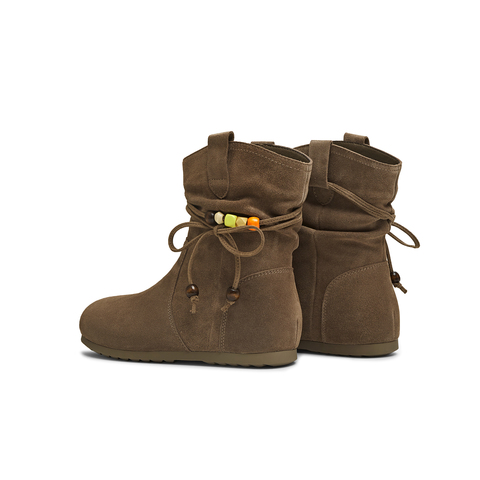 天美意2025冬新款内增高复古百搭户外堆堆靴女西部靴KXZ18DZ5