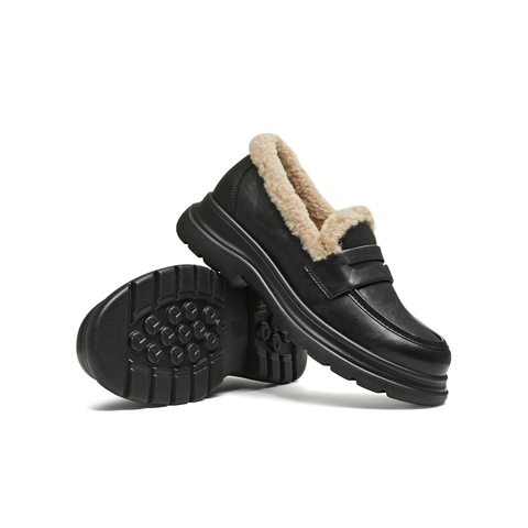 天美意2025冬新款厚底百搭纯色jk风小个子女乐福鞋KE079DM5