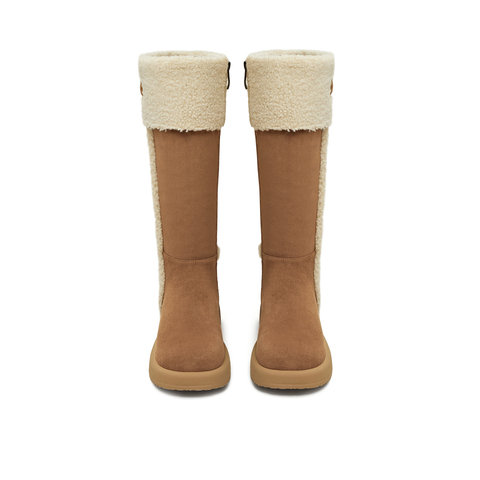 天美意2025冬新款厚底百搭保暖毛绒长靴女雪地靴KXD51DG5