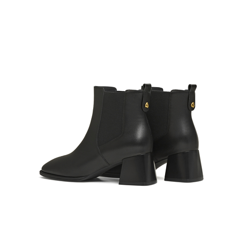 天美意2025冬新款粗跟经典简约百搭短靴女时装靴KNZ29DD5