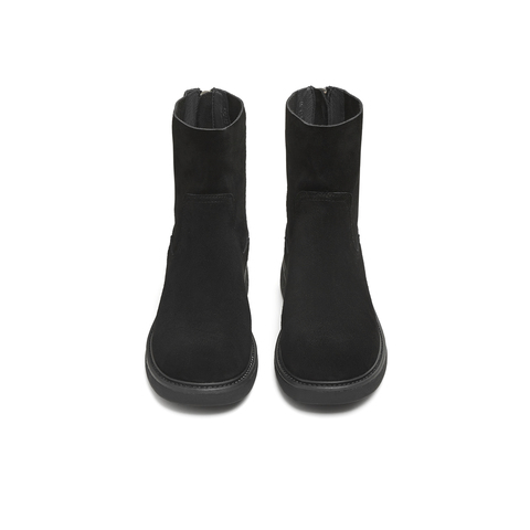 天美意2025冬新款纯色复古百搭后拉链短靴显瘦女时装靴KNZ13DD5