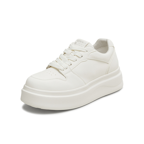 天美意2025秋新款厚底系带日常舒适小白鞋女休闲鞋KB093CM5