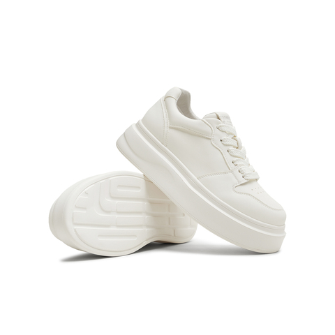 天美意2025秋新款厚底系带日常舒适小白鞋女休闲鞋KB093CM5