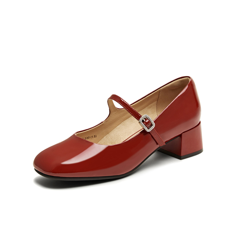 天美意2025秋新款中跟皮鞋法式单鞋气质百搭女玛丽珍鞋KM079CQ5