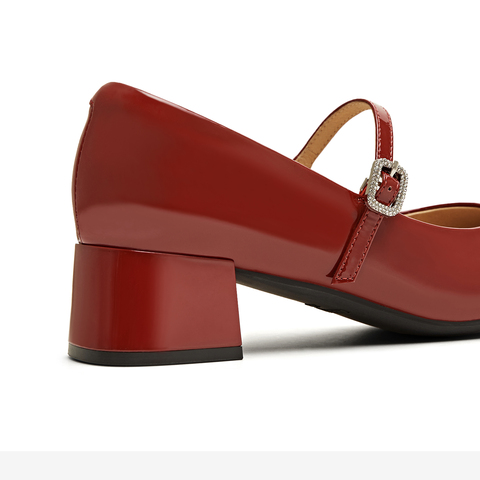 天美意2025秋新款中跟皮鞋法式单鞋气质百搭女玛丽珍鞋KM079CQ5