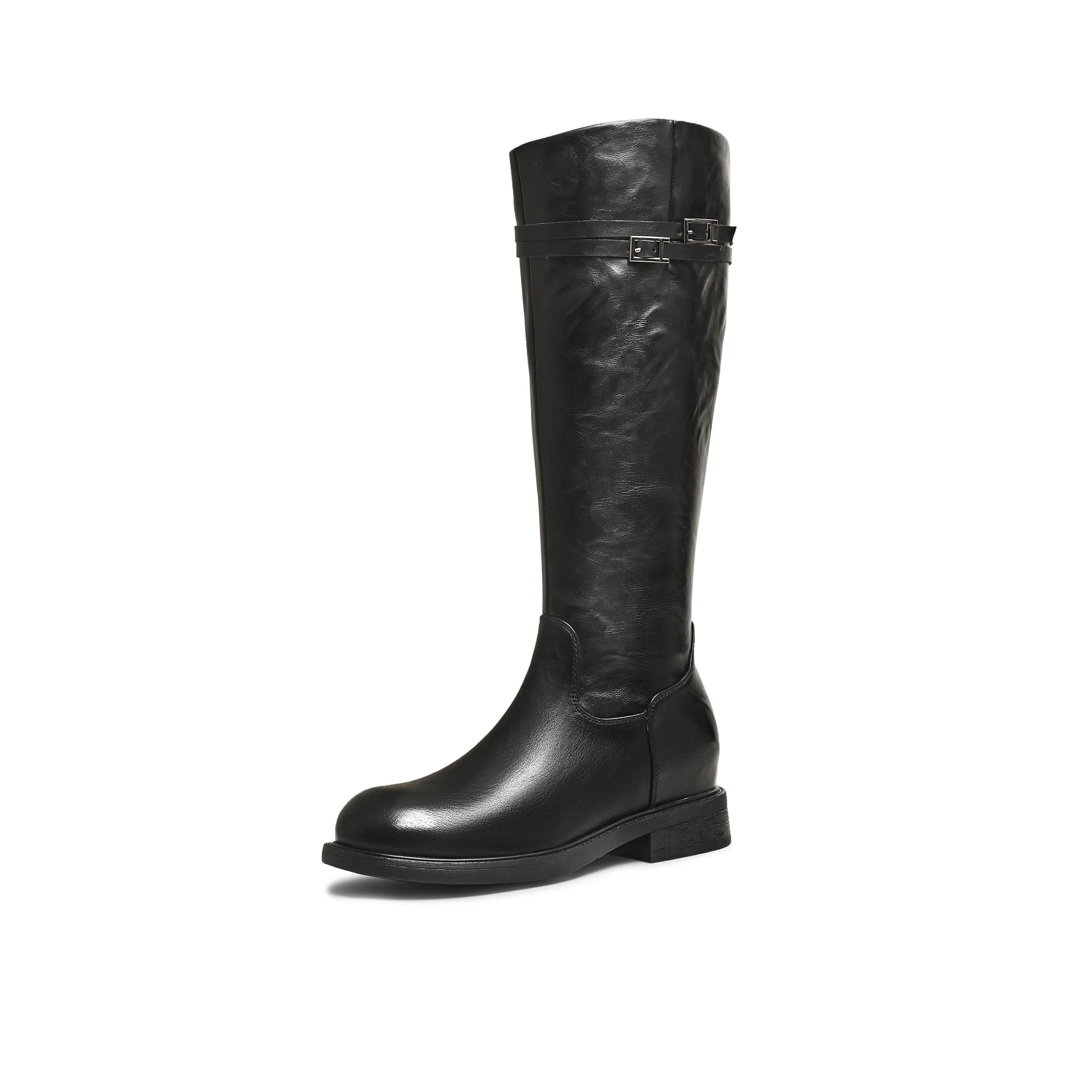 天美意2025冬新款厚底英伦百搭显瘦长靴骑士靴时装女靴KQZ17DG5