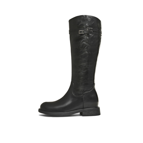 天美意2025冬新款厚底英伦百搭显瘦长靴骑士靴时装女靴KQZ17DG5