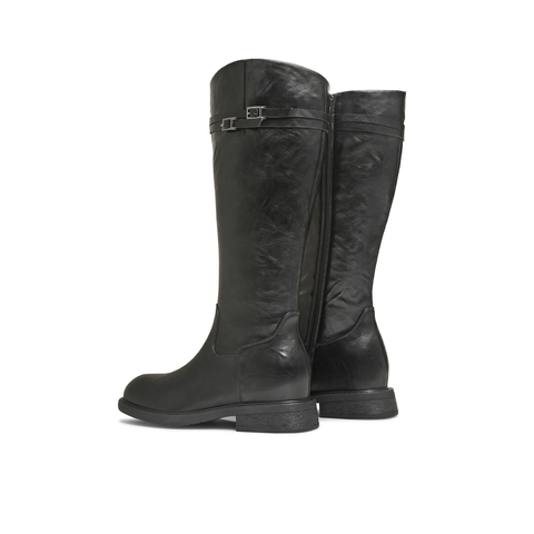 天美意2025冬新款厚底英伦百搭显瘦长靴骑士靴时装女靴KQZ17DG5