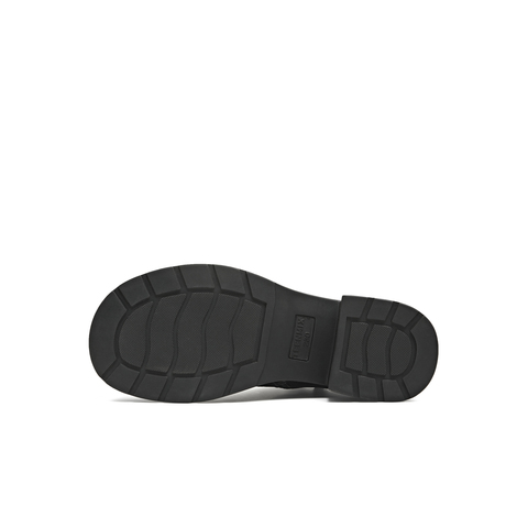 天美意2025冬新款圆头复古纯色系带通勤上班女马丁靴KDX23DD5