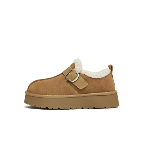 天美意2025冬新款毛绒保暖圆头复古百搭纯色女勃肯鞋KK078DD5