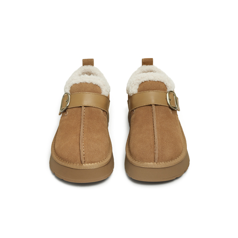 天美意2025冬新款毛绒保暖圆头复古百搭纯色女勃肯鞋KK078DD5