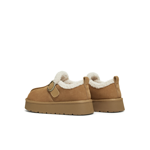 天美意2025冬新款毛绒保暖圆头复古百搭纯色女勃肯鞋KK078DD5