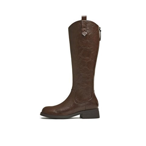 天美意2025冬新款厚底英伦百搭显瘦长靴骑士靴时装女靴CCH80DG5