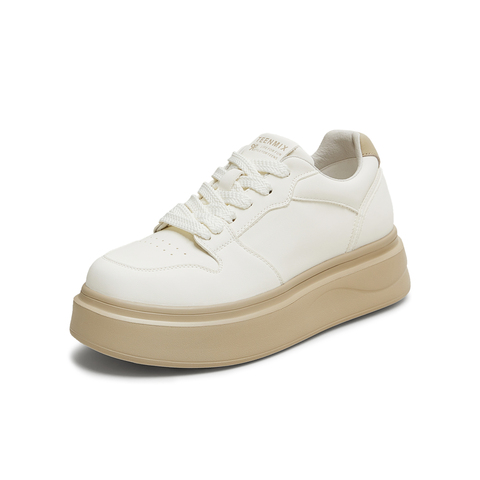 天美意2025秋新款厚底系带日常舒适小白鞋女休闲鞋KB093CM5