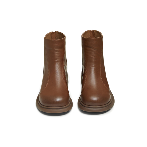 天美意2025冬新款厚底百搭靴子潮流复古通勤女时装靴KYP11DD5