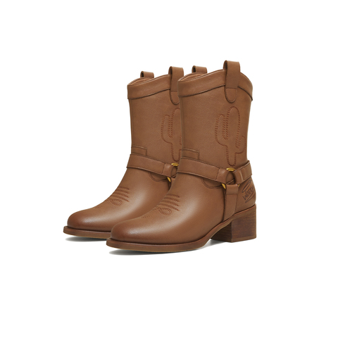 天美意2025冬新款商场同款玩具总动员联名百搭女西部靴BM211DZ5