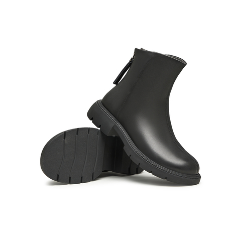 天美意2025冬新款厚底复古英伦百搭帅气短靴女时装靴NNZ03DD5