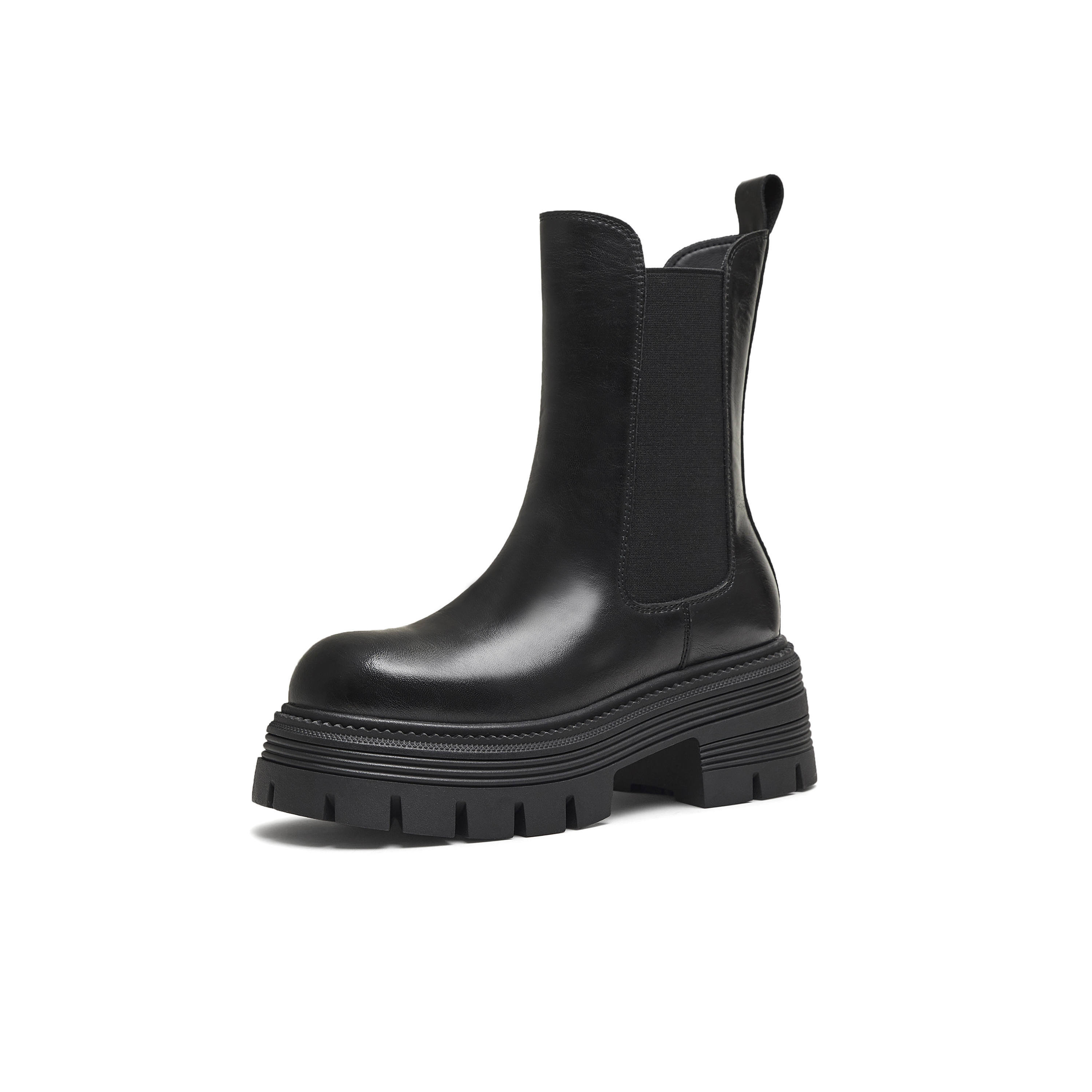 天美意2025冬新款厚底百搭短靴套脚潮流女切尔西靴KQX17DZ5