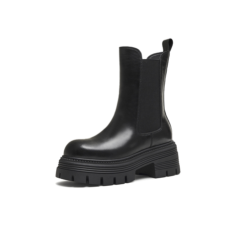 天美意2025冬新款厚底百搭短靴套脚潮流女切尔西靴KQX17DZ5