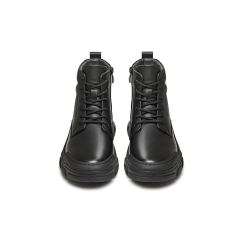 天美意2025冬新款商场同款纯色系带户外短靴男马丁靴DED11DD5