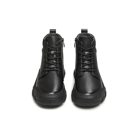 天美意2025冬新款商场同款纯色系带户外短靴男马丁靴DED11DD5