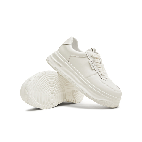 天美意2025秋新款运动休闲百搭透气厚底小白鞋女板鞋KD095CM5