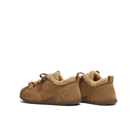 天美意2025冬新款毛绒保暖系带五角星复古运动女德训鞋KK069DM5