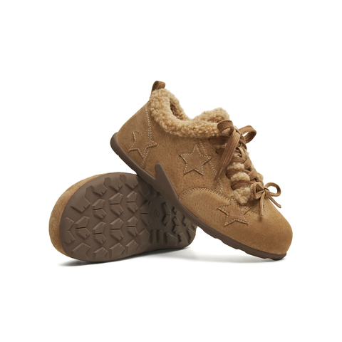 天美意2025冬新款毛绒保暖系带五角星复古运动女德训鞋KK069DM5