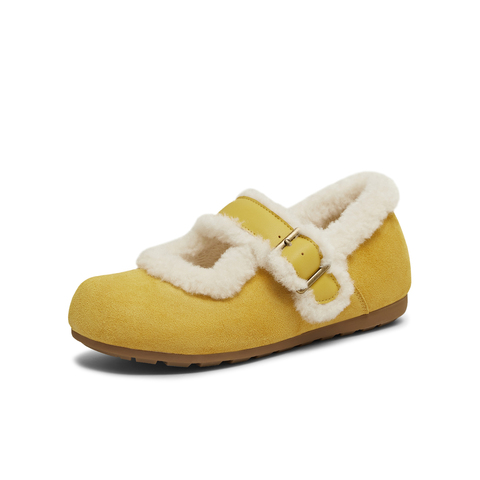 天美意2025冬新款厚底复古舒适保暖毛绒女玛丽珍KMZ26DQ5