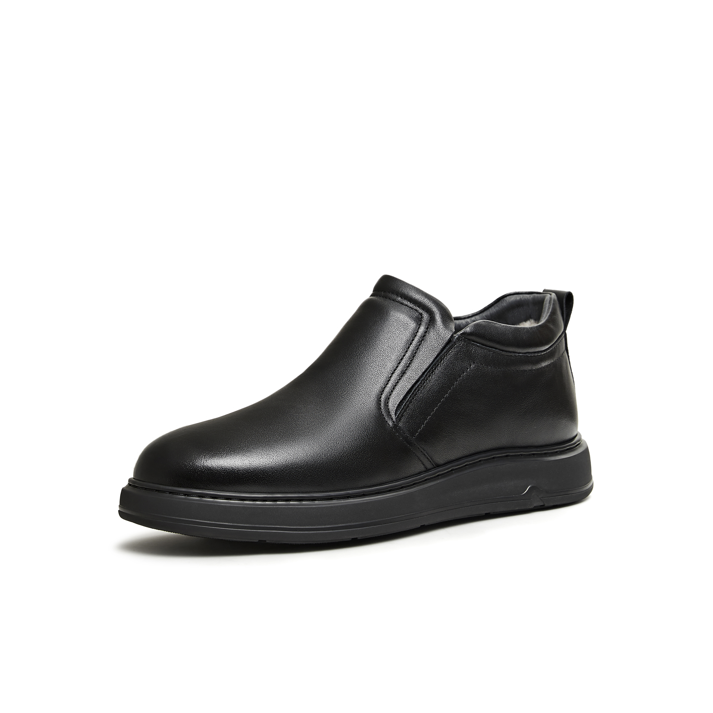 天美意2025冬新款商场同款毛绒保暖通勤上班男休闲皮鞋WXR13DD5