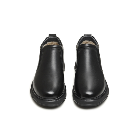 天美意2025冬新款商场同款毛绒保暖通勤上班男休闲皮鞋WXR13DD5