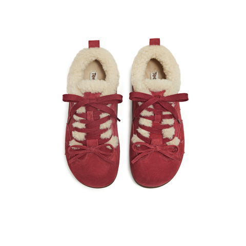 天美意2025冬新款毛绒保暖系带五角星复古运动女德训鞋KK069DM5