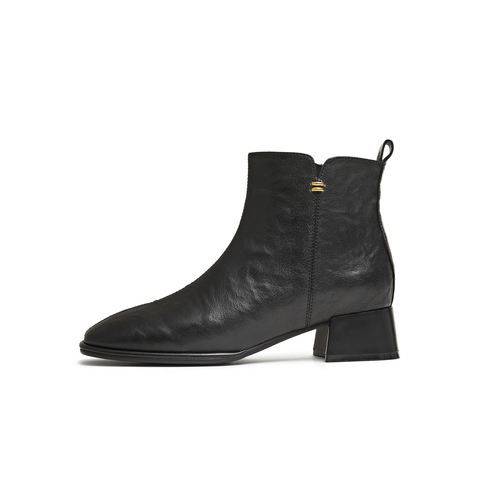 天美意2025冬新款商场同款粗跟通勤简约短靴女时装靴BL991DD5