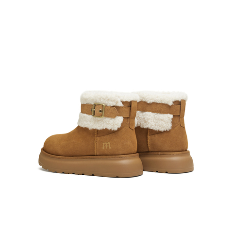 天美意2025冬新款商场同款毛绒保暖百搭厚底女雪地靴CE742DD5