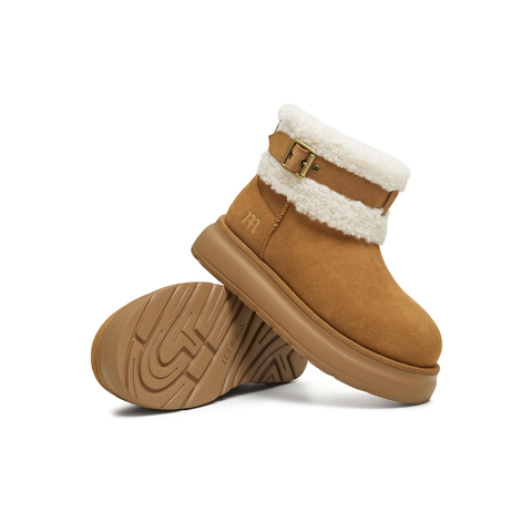 天美意2025冬新款商场同款毛绒保暖百搭厚底女雪地靴CE742DD5