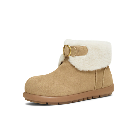 天美意2025冬新款复古毛绒保暖百搭户外棉鞋女雪地靴CER41DD5