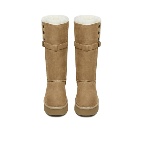 天美意2025冬新款休闲百搭靴子复古西部堆堆靴女时装靴KXD80DG5