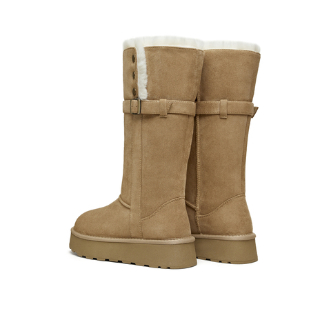 天美意2025冬新款休闲百搭靴子复古西部堆堆靴女时装靴KXD80DG5