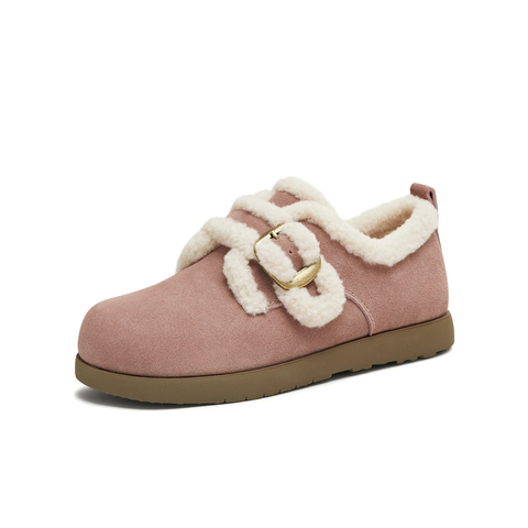 天美意2025冬新款复古纯色圆头毛绒保暖潮流女勃肯鞋KK083DM5