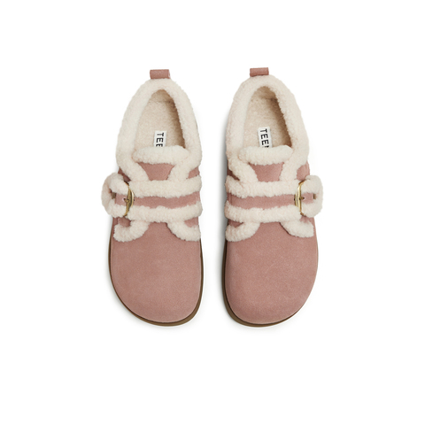 天美意2025冬新款复古纯色圆头毛绒保暖潮流女勃肯鞋KK083DM5