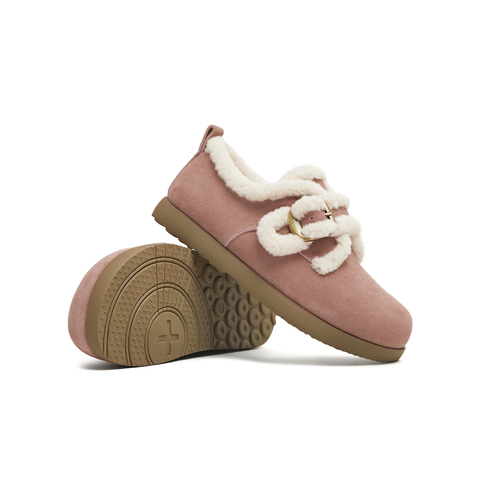 天美意2025冬新款复古纯色圆头毛绒保暖潮流女勃肯鞋KK083DM5