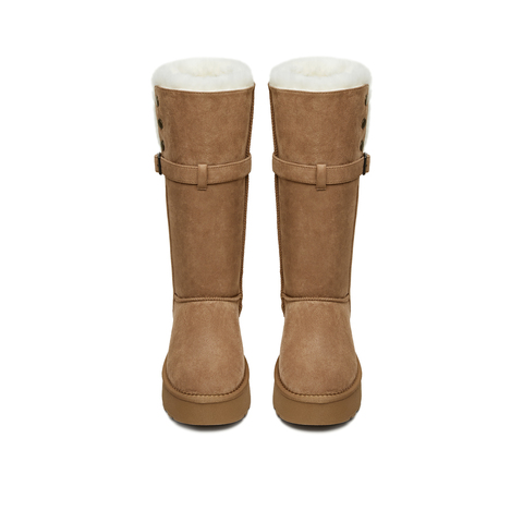 天美意2025冬新款休闲百搭靴子复古西部堆堆靴女时装靴KXD80DG5