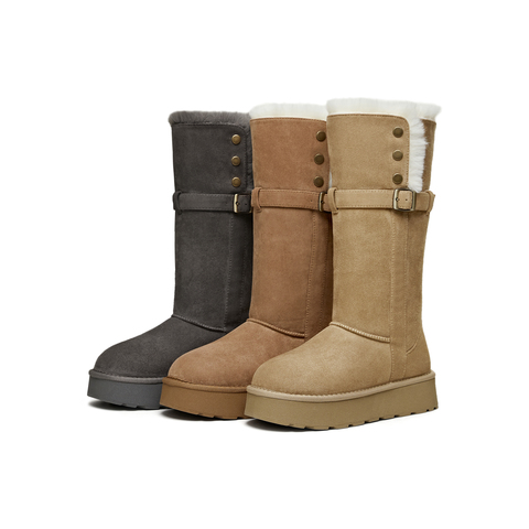 天美意2025冬新款休闲百搭靴子复古西部堆堆靴女时装靴KXD80DG5